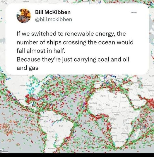 Si on sortait des énergies fossiles, il y aurait deux fois moins de trafic maritime.